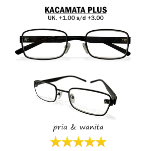 Kacamata baca (+) plus frame besi ukuran +1.00 s/d +3.00 rabun jarak dekat ber nosepad ada bantalan hidung frame ringan kokoh awet - bentuk kotak gaya casual keren  - BISA BAYAR DIRUMAH