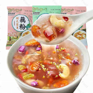 美粥食客桂花坚果水果藕粉羹红枣莲子耦粉独立包装早餐 Osmanthus Nut Fruit Lotus Root Powder Soup Bag Genuine Red Date Lotus Seed Coupling Powder Breakfast