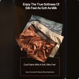 Ice Silk Mens Breathable Underwear Mens Ice Silk Underwear Breathable Mulberry Silk Antibacterial Crotch Mens Seamless Boxer Shorts男士透气内裤