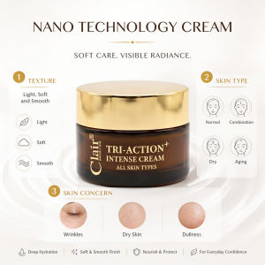 Clair SKIN SOLUTIONS Tri-Action+ Intense Cream 30ml– Ceramide NP Squalane | Anti-Aging Firming Hydrating Brightening