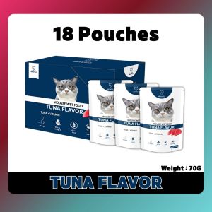 Paws&Tails Cat Mousse Wet Food  Pouch Broth in Chicken/ Tuna/Salmon (70g x 18 Packs)