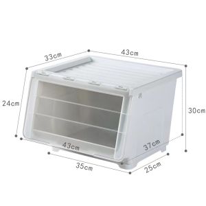 Childrens Toys Large-Capacity Stackable Plastic Storage Box Wheels Transparent  Filp Top Home Organizer Open Space Durable Snack Drawer Cabinet Megabox