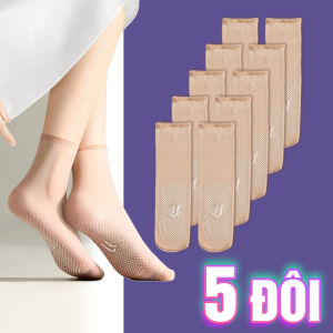 Set 5 Đôi Tất Vớ Da Ngắn Mỏng Mát Chống Trượt Ngã JJ Phong Cách RQN2671 - requane