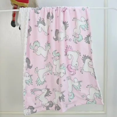 ผ้าห่มเด็กขนมิ้งค์ดอท(Baby Blanket Minky Dot) ลายการ์ตูนน่ารัก ขนาด 75*110 cm.cotton100%Double Layer Soft Plush