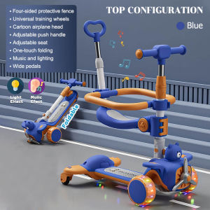 6 in 1 Multifunctional Children Toddler Tricycle Scooter Baby Carriage Kids Scooter Scooter with Music