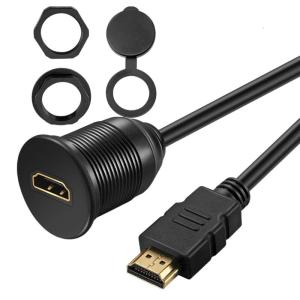 Car Boats HDTV-compatible Panel Flush Mount Cable Extension Cord for Viehicles Motorcycles Mount Gold Plated Connectors