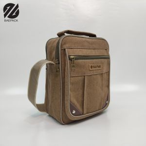 Tas Selempang Premium Evans Brown Baepack / Tas Kanvas Cowok Cewek / Tas Bahu Pria Wanita / Tas Kerja / Tas Grosir Bandung Brown