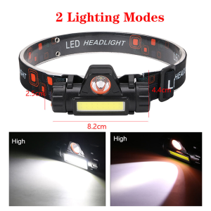 Portable Mini Led Head light Lamp Flashlight Waterproof Q5+Cob Headlight for Camping Night Jogging Reading Running Built In Magnetic Headlight 5.0