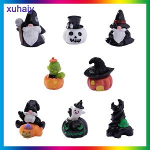 xuhaiy 1Pc Wizard Ghost Pumpkin House Figurines Resin Ornaments Halloween Decorations Micro Landscape Ornament DIY Desktop Decor