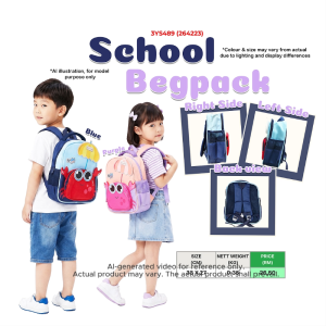 Cute Cartoon Crab Kids School Backpack Begpack (Blue / Purple)