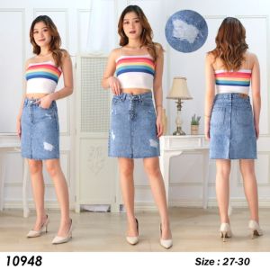 Rok Jeans Pendek Mini Unfinished Cut Sobek Silet Lapis Furing 27-34