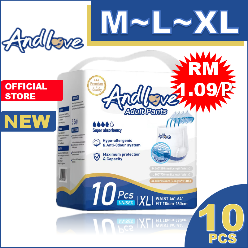 [24 hours delivery] ANDLOVE Adult Diapers M/L/XL /XXL(10pcs/1pack) Adult Pull-Up Pants Leak-Proof