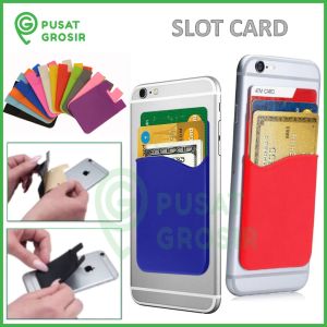 Card Slot Sticky Holder HP Tempel Dompet Tempat Kartu Multifungsi Bahan Rubber Colorfull - PusatGrosir Aksesoris