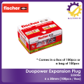 FISCHER DUOPOWER Expansion Wall Plug with Screw Set, 18PCS/ BOX, 5x25MM, Easy installation for home uses, 534996. 