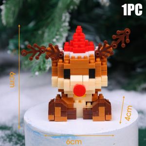 Giáng sinh khối xây dựng loạt Santa Claus Tuần Lộc câu đố lắp ráp gạch khối xây dựng trang trí bàn ăn