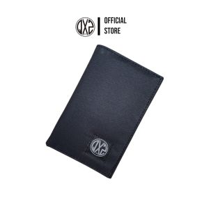 QXZ94 Dompet Pria Kulit Kanvas Kombinasi Motif Print Tanggung 3/4 Lipat Kartu Polos Hitam Biru