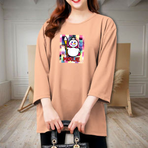 Mixu Kotak Kaos Atasan Wanita Dewasa Jumbo Oversize Lengan 3/4 Kekinian Korean Style Premium Terbaru