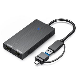 อะแดปเตอร์จอทีวี HD คู่ที่มีการเชื่อมต่อ USB3.0ความละเอียด4K 30Hz สำหรับการตั้งค่าหลายหน้าจอ