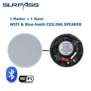 A pair 6 inch WiFi Coxial Ceiling Speaker Bluetooth HiFi stereo Loudspeaker Built In Class D Digital Amplifier 30W Powerful Wall Horn Public Address System