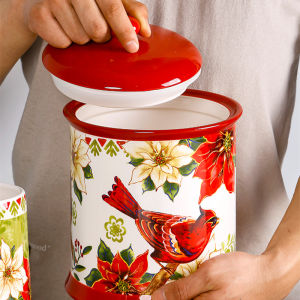 OMK American Redbird series Ceramic 3000ML sealed jar container Food Storage Box ceramics tea cans