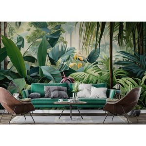 (ẢNH THẬT) Tranh dán tường khu rừng nhiệt đới lá tropical 15 trang trí decor sẵn keo dán