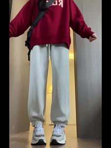 Gray Sweatpants Women Spring and Autumn 2025 New Loose Jogger Pants Casual High Waist American Style Harem Fleece Sweatpants