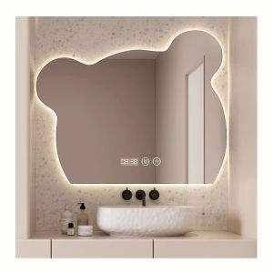 Gương điện Led Hình Gấu D80CM Cảm ứng cho nhà tắm trang điểm hành lang phôi nhập khẩu bỉ hàng chất lượng cao