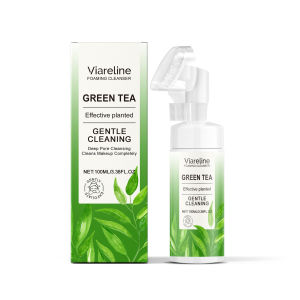 VIARELINE Green Tea Foaming Cleanser Gentle Ingredients  โฟมล้างหน้าชาเขียว ส่วนผสมนุ่มนวล ทำความสะอาดรูขุมขนอย่างล้ำลึก สดชื่น ไม่เหนียวเหนอะหนะ