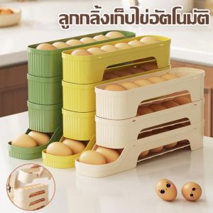 【Undineu】กล่องเก็บไข่ เครื่องจ่ายไข่ 2 ชั้น ลิ้นชักวางไข่ ไซส์เล็ก บรรจุไข่ได้ 32 ฟอง วางทับกันได้