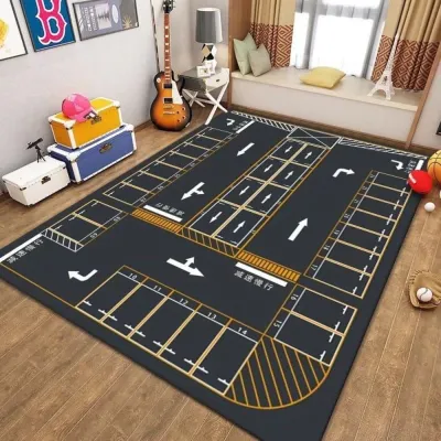 Non-slip Road Traffic Route Mat Soft Floor Mat Toddler Crawling Road Carpet Climbing Play Carpet Decoration Crawling Traffic Game Mat Baby