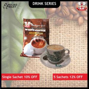 Jackshen Chef Halal Less Sugar 3-in-1 Ipoh Premium Keto Natural Arabica & Robusta White Coffee. Halal premium less sugar. Ready-to-make coffee blend. Suitable for keto diets.
