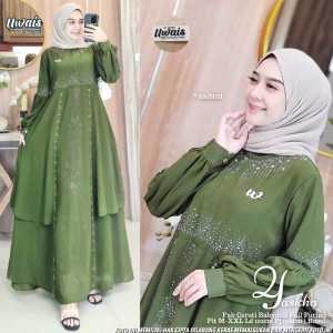 Yashka by Uwais Gamis Maxi Dress Bahan Ceruti Babydoll Full Furing LD 110 PB 138