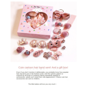 18 Pcs Children Hair Accessories Cute Jewelry Bowknot Hair Hairclip Hairpin Hairband for girl Gift Boxporary