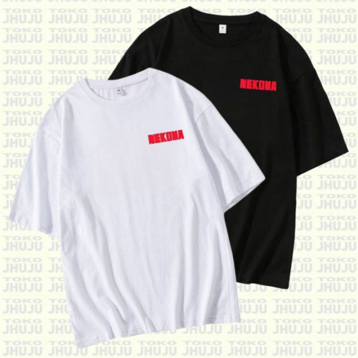 Kaos Sablon Anime Haikyuu Nekoma LOGO Kiri Merah