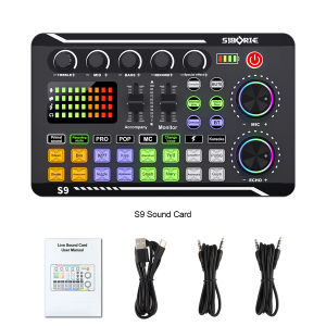 Siborie【COD】S9 soundcard Mixer Bluetooth Sound Card for  phone PC Karaoke Keluarga Audio USB External