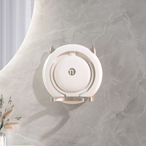 Adjustable Hair Dryer Bracket In Bathroom Non Perforated Wall Mounted Hair Dryer Storage RackBathroom Organizer And Storage Rack