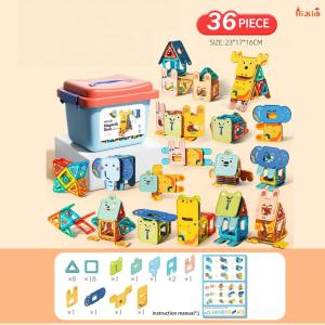 [SG Seller]Educational Magnetic Tiles Construction Set Colorful Transparent Magnet Pieces DIY Assemble Toy to Inspire