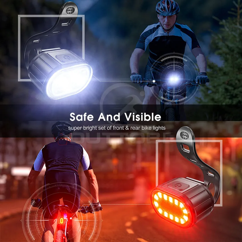 Outtobe 2PCS Bike Light Set Bike Tail Light Bike Headlight Mini