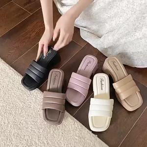 [Free Shipping] Womens Summer High-Heeled Slippers New Fashionable Versatile Height-Increasing Non-Slip Wedge Sandals Beach Shoes for Women