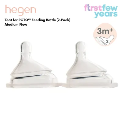 Hegen Teat / Nipple for PCTO Feeding Bottle (2-Pack) Extra Slow Flow / Slow Flow / Medium Flow / Fast Flow / Thick Feed
