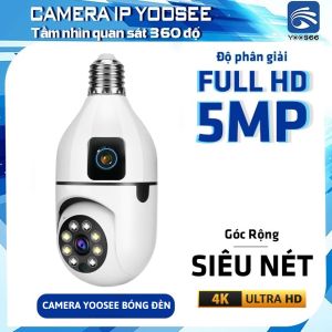 [Mẫu 2024] Camera Yoosee BÓNG ĐÈN 2 MẮT (1 CỐ ĐỊNH 1 XOAY) thế hệ mới 5.0MP - xoay 360 độ xem đêm có màu