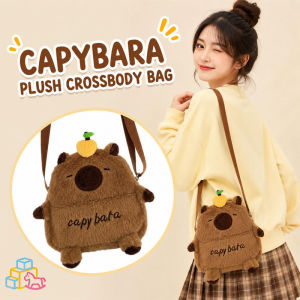 Capybara Plush Crossbody Bag Cartoon Phone Pouch Zipper Shoulder Bag Adjustable Kids Cute Gift