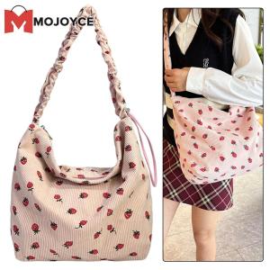 MOJOYCE Womens Trendy Shoulder Bag with Strawberry Pattern and Ruching Strap for Casual and Travel Use