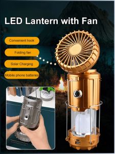ชาร์จ แสงอาทิตย์ พัดลมไฟตั้งแคมป์ ไฟฉุกเฉิน