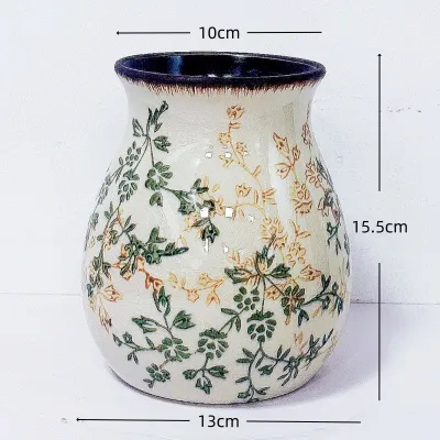 Povasa High-end New Chinese Style Retro Blue and White Porcelain Vase Water Cultivation Flower Arrangement Flower Pot Fresh Flowers Living Room Entrance Decoration Display