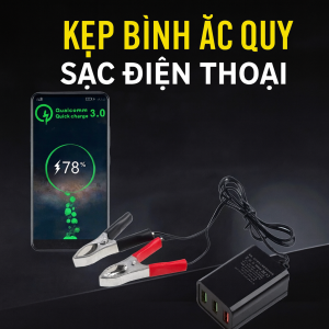 Bộ Sạc Điện Thoại Kẹp Bình Ắc Quy – 3 USB Thông Minh Tự Ngắt Loại Xịn Siêu Bền
