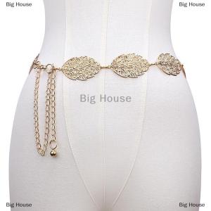 [COD] Big House ชุดเดรสสายรัดเอวแฟชั่นแบบฉลุที่เรียบง่ายสายโซ่บางประดับด้วยโลหะ