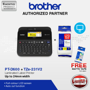 Brother Label Printer PTD600+TZe-231V2 FREE Matte Tape TZEM951