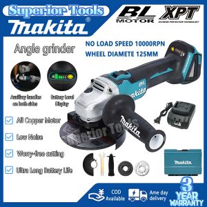 Makita 18V 125mm Brushless Cordless Angle Grinder 5" Cut-Off Variable Speed Machine Metal Woodworking Saw Wood Cutting Polisher Grinders With 2 Battery