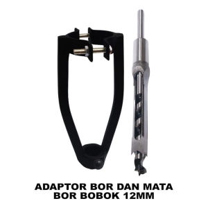 Dudukan mesin bor bobok kayu adaptor wood mortising attachment lengkap dengan mata bor 12 mm
